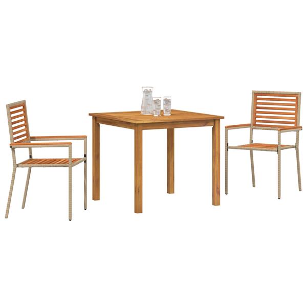 Grote foto vidaxl tuin eetset 3 pcs beige poly riet tuin en terras tuinmeubelen