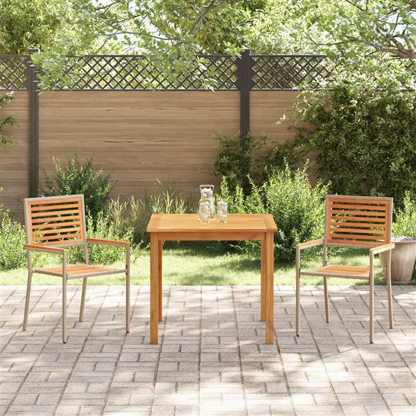 Grote foto vidaxl tuin eetset 3 pcs beige poly riet tuin en terras tuinmeubelen