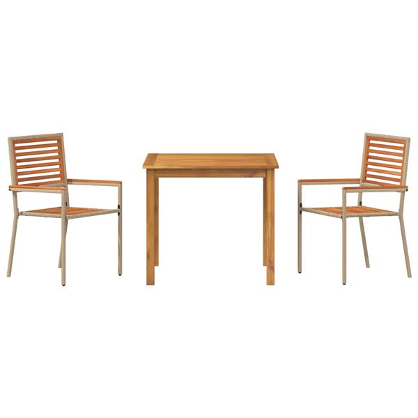 Grote foto vidaxl tuin eetset 3 pcs beige poly riet tuin en terras tuinmeubelen