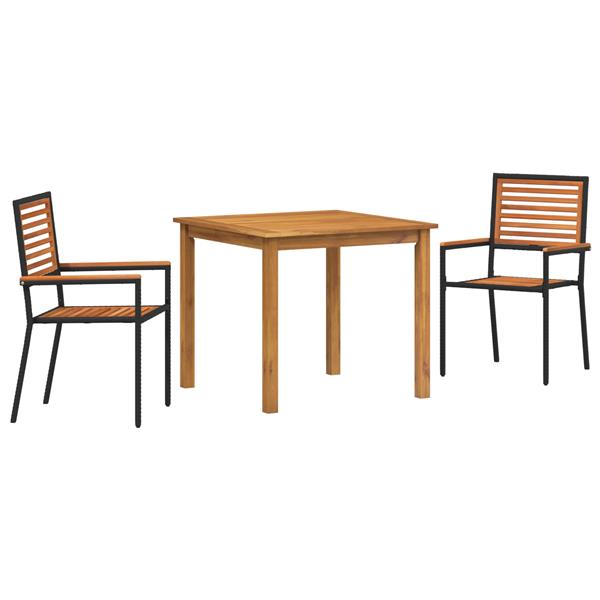 Grote foto vidaxl tuin eetset 3 pcs zwart poly riet tuin en terras tuinmeubelen
