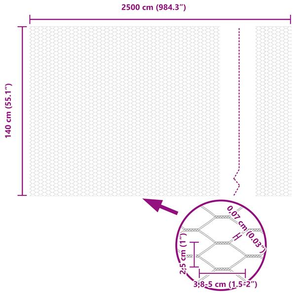 Grote foto vidaxl hexagon hek grijs 1.4 x 25 m staal tuin en terras hekken en schuttingen