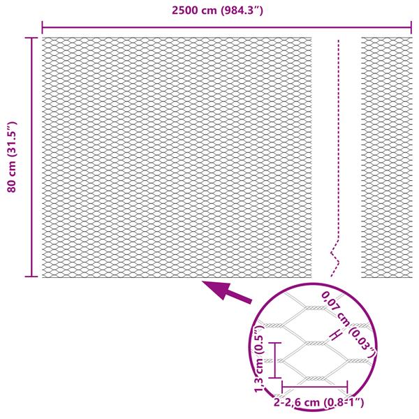 Grote foto vidaxl hexagon hek grijs 0.8 x 25 m staal tuin en terras hekken en schuttingen
