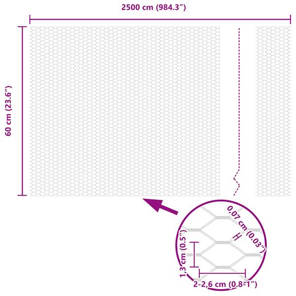 Grote foto vidaxl hexagon hek grijs 0.6 x 25 m staal tuin en terras hekken en schuttingen