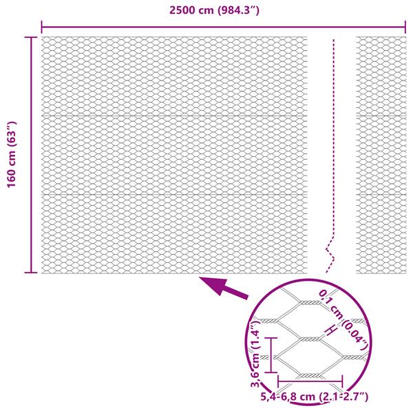 Grote foto vidaxl hexagon hek groen 1 6 x 25 m pvc tuin en terras hekken en schuttingen