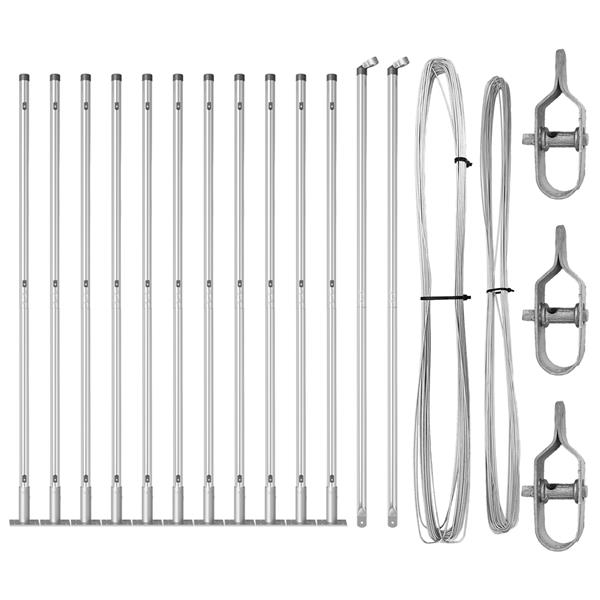 Grote foto vidaxl hekpalen 13 pcs zilver 32mm 130 cm gegalvaniseerd staal tuin en terras overige tuin en terras