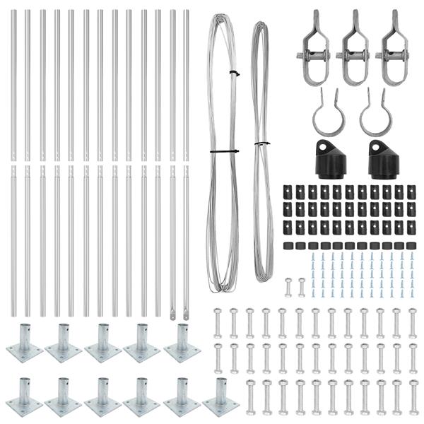 Grote foto vidaxl hekpalen 13 pcs zilver 32mm 130 cm gegalvaniseerd staal tuin en terras overige tuin en terras