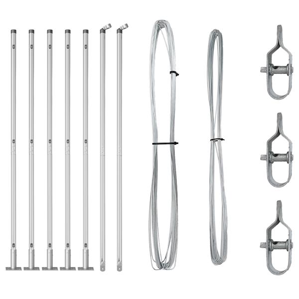 Grote foto vidaxl hekpalen 7 pcs zilver 32mm 130 cm gegalvaniseerd staal tuin en terras overige tuin en terras