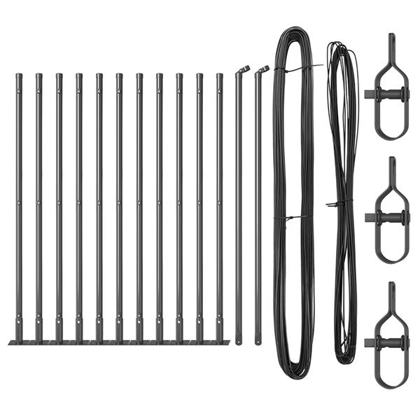 Grote foto vidaxl hekpalen 13 pcs grijs 32mm 110 cm gegalvaniseerd staal tuin en terras overige tuin en terras