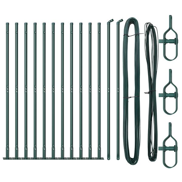 Grote foto vidaxl hekpalen 13 pcs groen 32mm 160 cm gegalvaniseerd staal tuin en terras overige tuin en terras