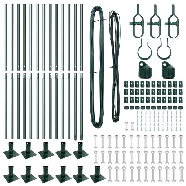 Grote foto vidaxl hekpalen 13 pcs groen 32mm 160 cm gegalvaniseerd staal tuin en terras overige tuin en terras