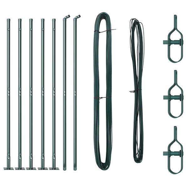 Grote foto vidaxl hekpalen 7 pcs groen 32mm 160 cm gegalvaniseerd staal tuin en terras overige tuin en terras