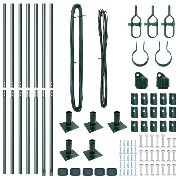 Grote foto vidaxl hekpalen 7 pcs groen 32mm 160 cm gegalvaniseerd staal tuin en terras overige tuin en terras