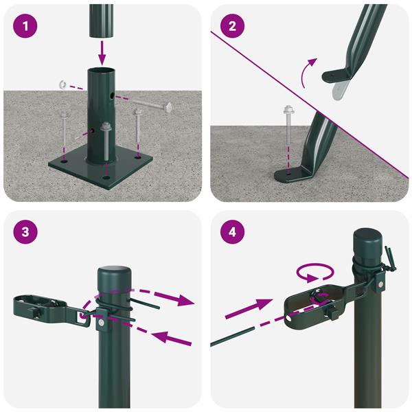 Grote foto vidaxl hekpalen 7 pcs groen 32mm 160 cm gegalvaniseerd staal tuin en terras overige tuin en terras