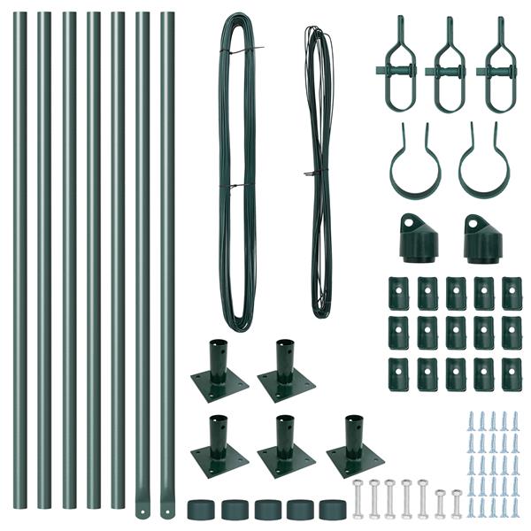 Grote foto vidaxl hekpalen 7 pcs groen 32mm 110 cm gegalvaniseerd staal tuin en terras overige tuin en terras