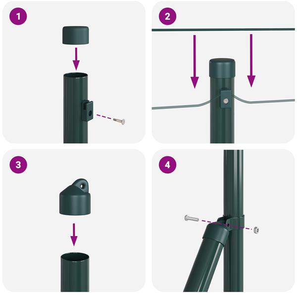 Grote foto vidaxl hekpalen 7 pcs groen 32mm 110 cm gegalvaniseerd staal tuin en terras overige tuin en terras