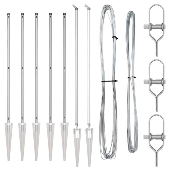 Grote foto vidaxl hekpalen 7 pcs zilver 32mm 160 cm gegalvaniseerd staal tuin en terras overige tuin en terras