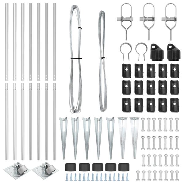 Grote foto vidaxl hekpalen 7 pcs zilver 32mm 160 cm gegalvaniseerd staal tuin en terras overige tuin en terras