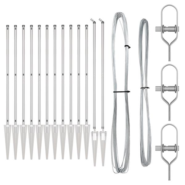 Grote foto vidaxl hekpalen 13 pcs zilver 32mm 140 cm gegalvaniseerd staal tuin en terras overige tuin en terras