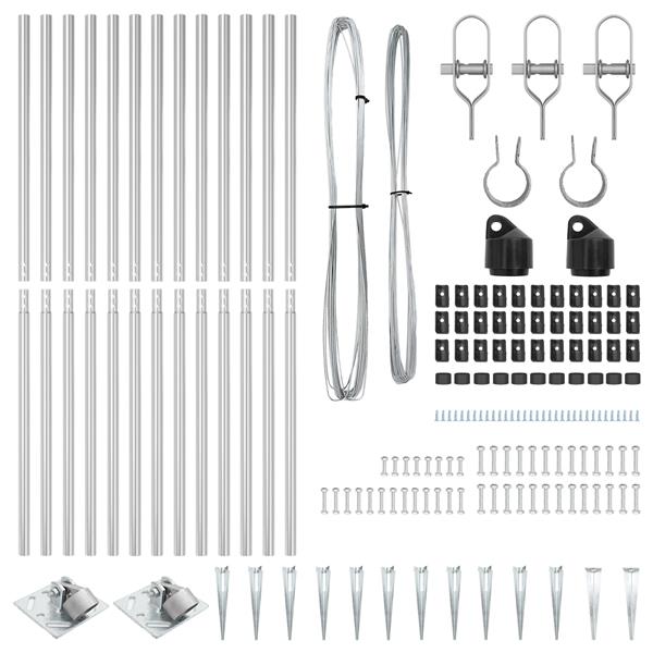 Grote foto vidaxl hekpalen 13 pcs zilver 32mm 140 cm gegalvaniseerd staal tuin en terras overige tuin en terras