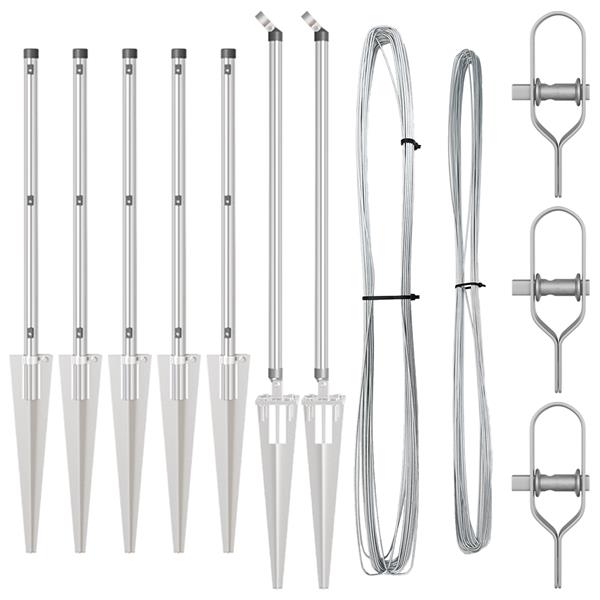 Grote foto vidaxl hekpalen 7 pcs zilver 32mm 100 cm gegalvaniseerd staal tuin en terras overige tuin en terras