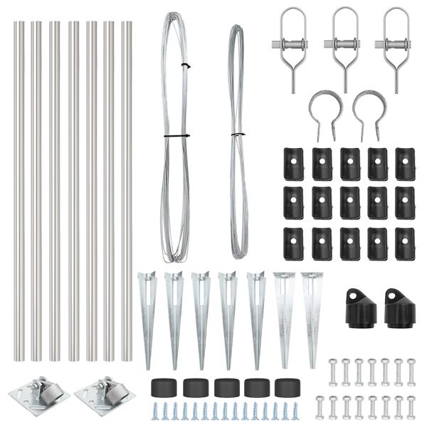 Grote foto vidaxl hekpalen 7 pcs zilver 32mm 100 cm gegalvaniseerd staal tuin en terras overige tuin en terras