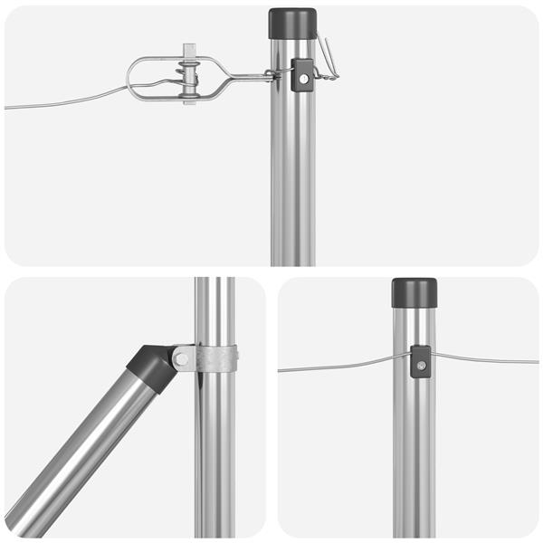 Grote foto vidaxl hekpalen 7 pcs zilver 32mm 100 cm gegalvaniseerd staal tuin en terras overige tuin en terras