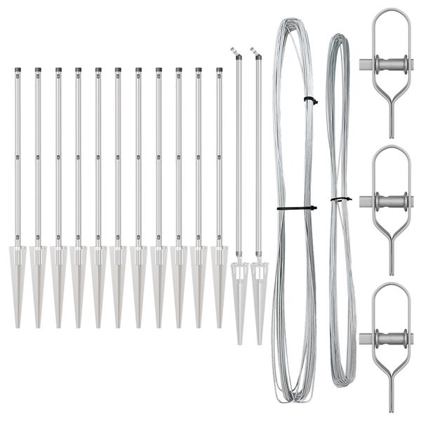 Grote foto vidaxl hekpalen 13 pcs zilver 32mm 80 cm gegalvaniseerd staal tuin en terras overige tuin en terras
