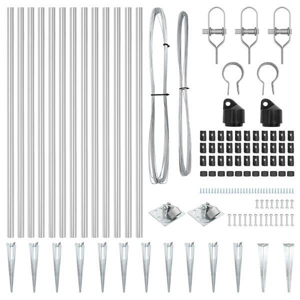 Grote foto vidaxl hekpalen 13 pcs zilver 32mm 80 cm gegalvaniseerd staal tuin en terras overige tuin en terras