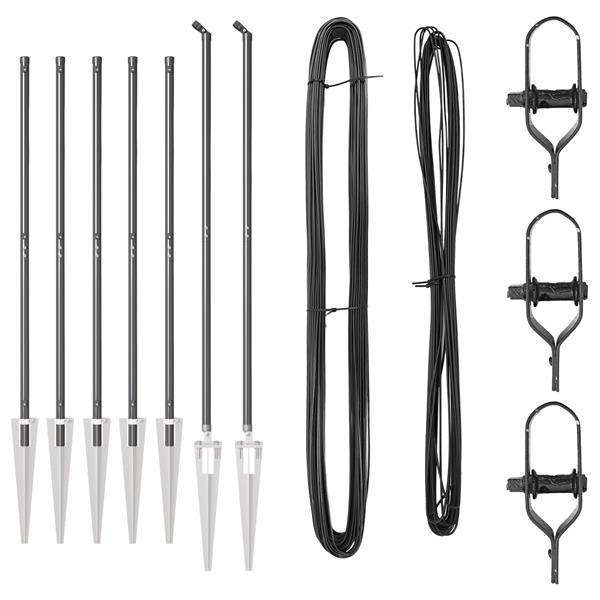 Grote foto vidaxl hekpalen 7 pcs grijs 32mm 140 cm gegalvaniseerd staal tuin en terras overige tuin en terras