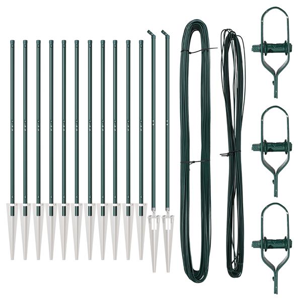 Grote foto vidaxl hekpalen 13 pcs groen 32mm 170 cm gegalvaniseerd staal tuin en terras overige tuin en terras