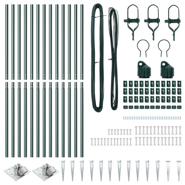 Grote foto vidaxl hekpalen 13 pcs groen 32mm 170 cm gegalvaniseerd staal tuin en terras overige tuin en terras