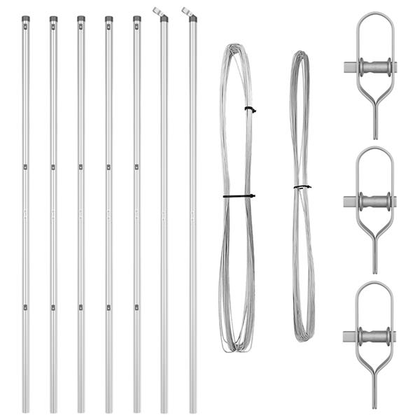 Grote foto vidaxl hekpalen 7 pcs zilver 32mm 200 cm gegalvaniseerd staal tuin en terras overige tuin en terras
