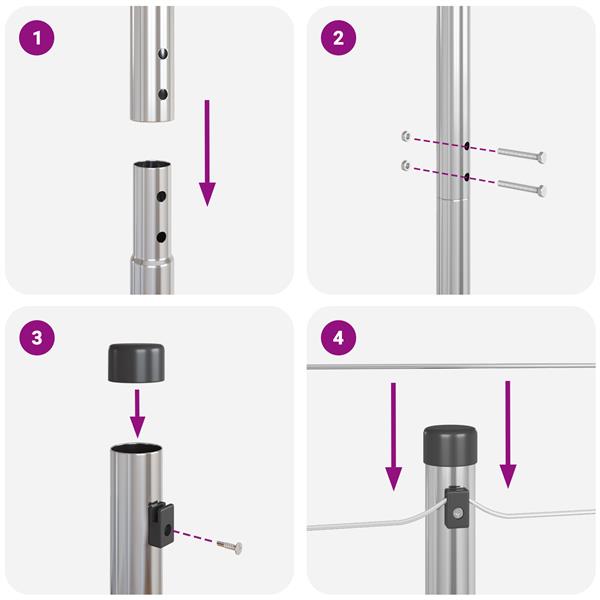 Grote foto vidaxl hekpalen 7 pcs zilver 32mm 170 cm gegalvaniseerd staal tuin en terras overige tuin en terras