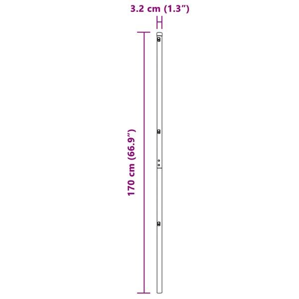 Grote foto vidaxl hekpalen 7 pcs zilver 32mm 170 cm gegalvaniseerd staal tuin en terras overige tuin en terras
