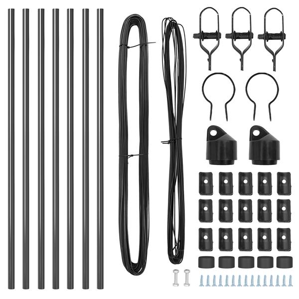 Grote foto vidaxl hekpalen 7 pcs grijs 32mm 100 cm gegalvaniseerd staal tuin en terras overige tuin en terras