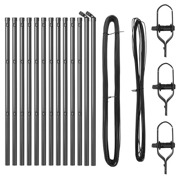 Grote foto vidaxl hekpalen 13 pcs grijs 32mm 80 cm gegalvaniseerd staal tuin en terras overige tuin en terras