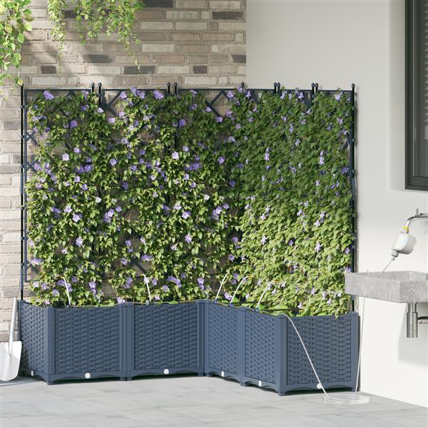 Grote foto vidaxl tuinplantbakken grijs 120 x 120 x 142 cm staal tuin en terras overige tuin en terras