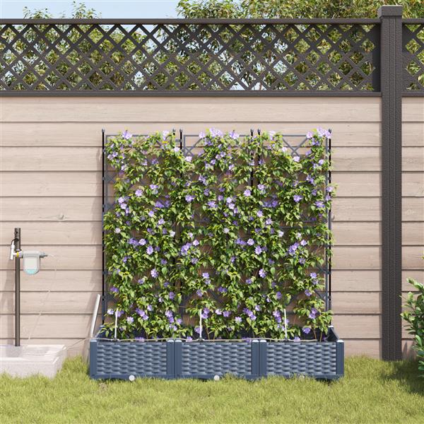 Grote foto vidaxl tuinplantbakken grijs 120 x 40 x 126 cm staal tuin en terras overige tuin en terras