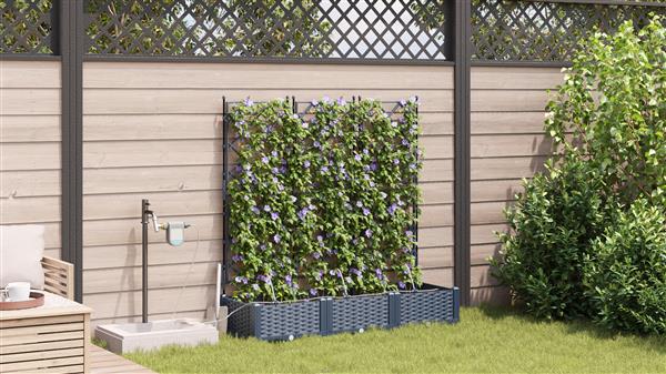 Grote foto vidaxl tuinplantbakken grijs 120 x 40 x 126 cm staal tuin en terras overige tuin en terras