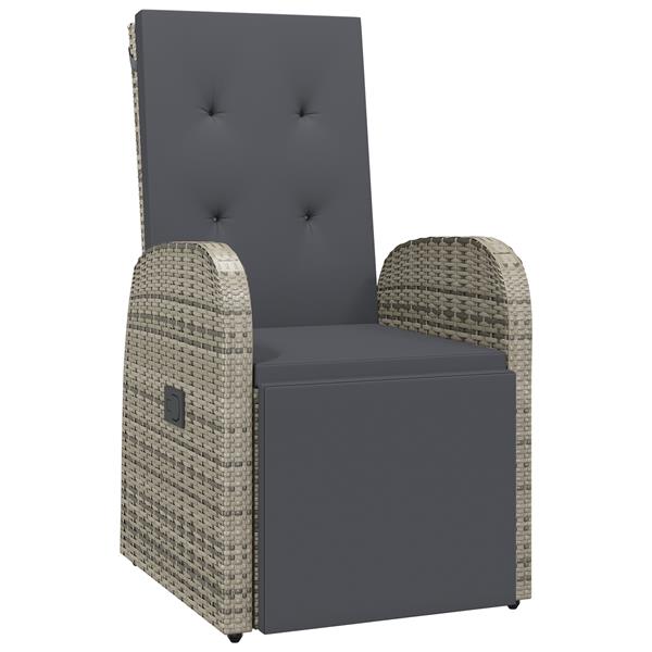 Grote foto vidaxl tuin eetset met kussen 3 pcs grijs poly rattan tuin en terras tuinmeubelen