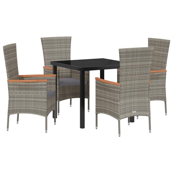 Grote foto vidaxl tuin eetset met kussen 5 pcs grijs poly riet tuin en terras tuinmeubelen