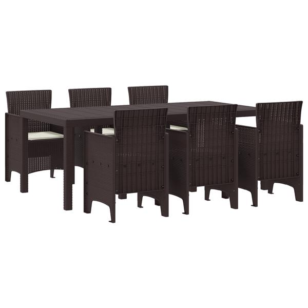 Grote foto vidaxl tuin eetset 7 pcs bruin polt riet tuin en terras tuinmeubelen