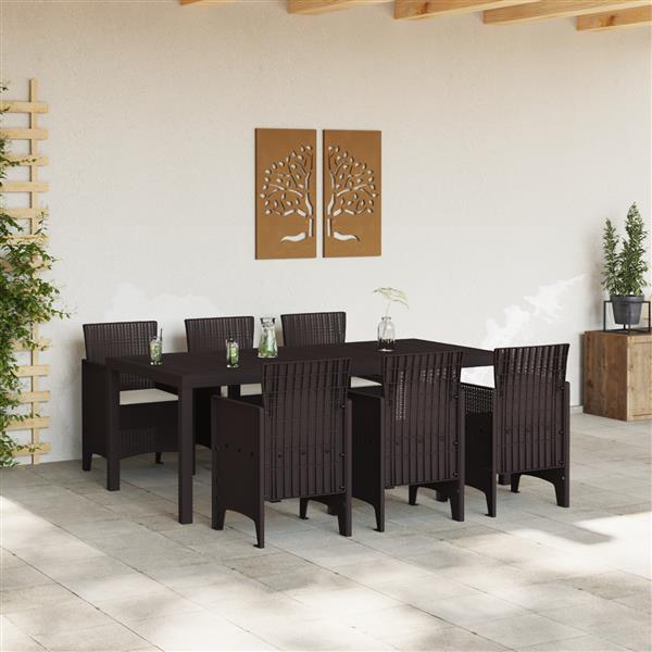 Grote foto vidaxl tuin eetset 7 pcs bruin polt riet tuin en terras tuinmeubelen