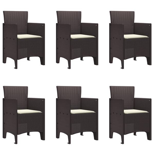 Grote foto vidaxl tuin eetset 7 pcs bruin polt riet tuin en terras tuinmeubelen