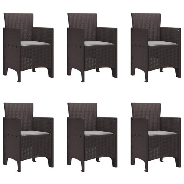 Grote foto vidaxl tuin eetset 7 pcs bruin polt riet tuin en terras tuinmeubelen
