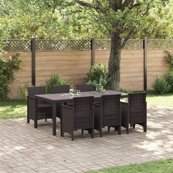 Grote foto vidaxl tuin eetset 7 pcs bruin polt riet tuin en terras tuinmeubelen