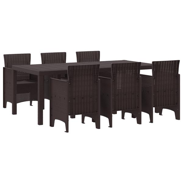 Grote foto vidaxl tuin eetset 7 pcs bruin polt riet tuin en terras tuinmeubelen