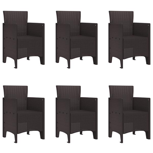 Grote foto vidaxl tuin eetset 7 pcs bruin polt riet tuin en terras tuinmeubelen