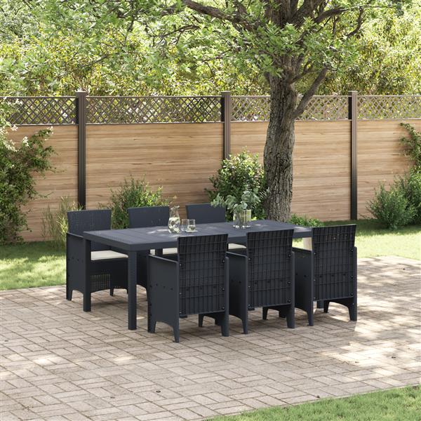 Grote foto vidaxl tuin eetset 7 pcs antraciet polt riet tuin en terras tuinmeubelen
