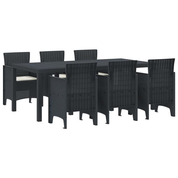 Grote foto vidaxl tuin eetset 7 pcs antraciet polt riet tuin en terras tuinmeubelen